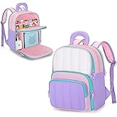 LoDrid Travel Backpack Compatible with Tonie Box 2/1, Storage Bag with Multiple Pockets for Audio Player Starter Set, Characters, Charger, Headphones and Accessories, Pink, Bag Only (Patented Design)