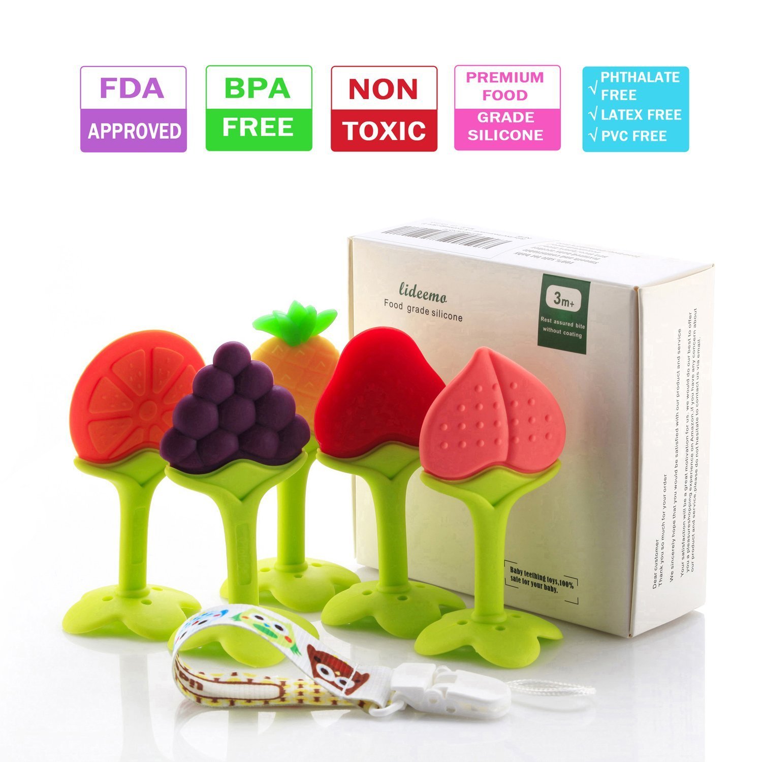 Mordedor Calmante  caucho natural para Encías de frutas para Bebés mayores