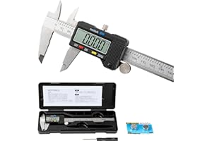 SCITOOLS Digital Caliper 0-12" Measuring Tool with Metal Ruler, Micrometer Caliper with Auto-Off Feature, Interchangeable Between inches and millimeters for DIY/Household and 3D Printing, Black