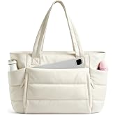 Uselike Tote Bag for Women with Zipper, Quilted Puffer Tote Bag with Compartments, Lightweight Puffy Work Bags for Women