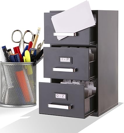 Archivador tamaño mini para tarjetas de visita, 3 cajones: Amazon.es: Oficina y papelería