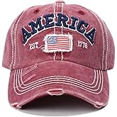America USA Eagles Flag Est 1776 Cap Hat-Breathable Ball Cap Baseball Cap Adjustable Size for Men and Women Embroidered (Wine)
