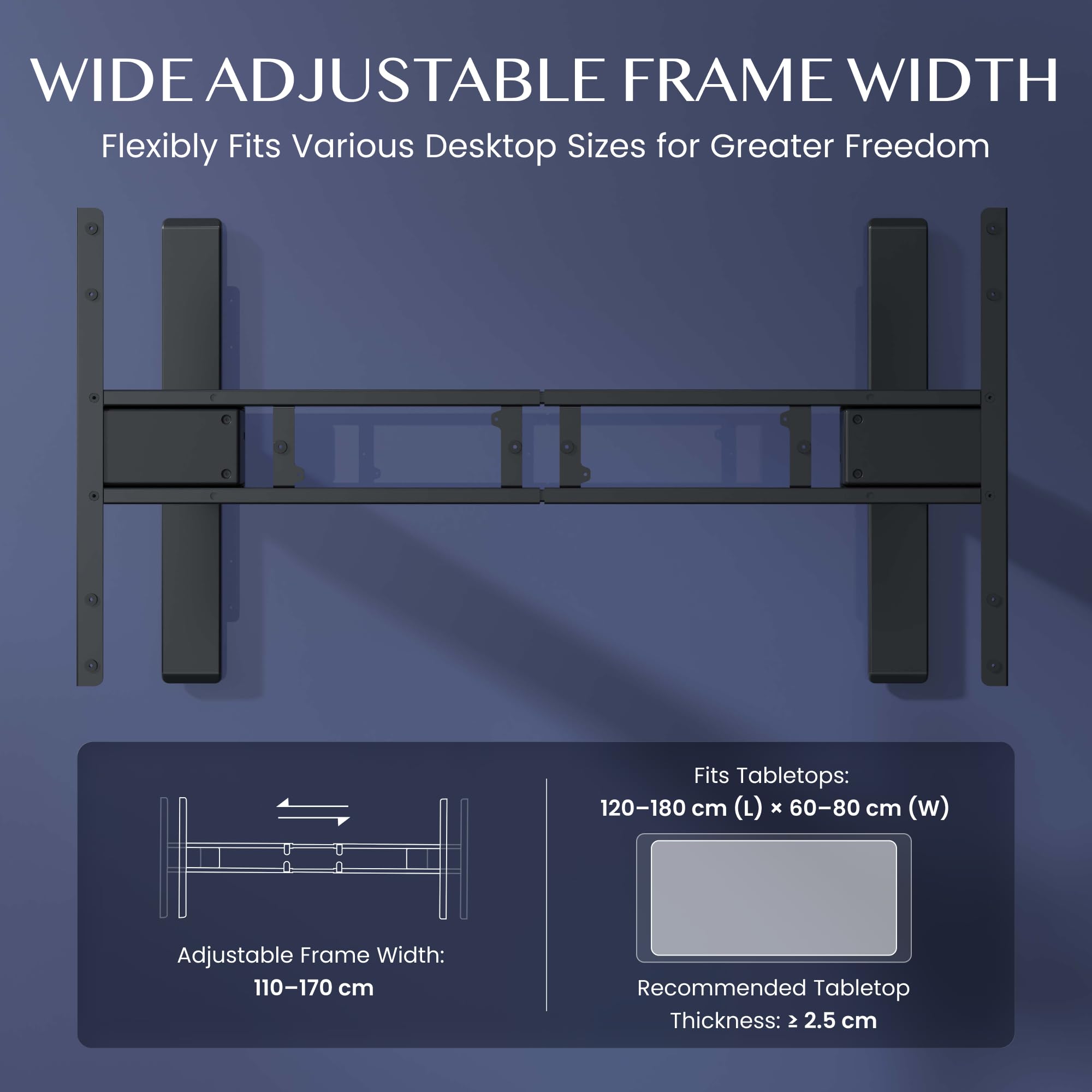 FLEXISPOT Höhenverstellbarer Schreibtisch Elektrisch Tischgestell mit 2 starken Motoren, Super Belastung 160KG, 3-Fach-Teleskop, Memory-Steuerung, LED Höhenanzeige (PRO Schwarz) 8