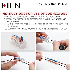 FILN 3 Pcs LED 8MM (5/16'') 12V Metal Indicator