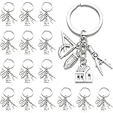 PHAETON 20PCS Architect Keychain Architectural Engineer Gift Architect Teacher Student House Geometry Ruler Compass Pencil Charm Engineer Keyring