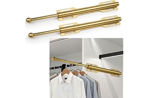 LOMILD Pull-out Valet Rod for Closet 2 Pack, Brushed Gold