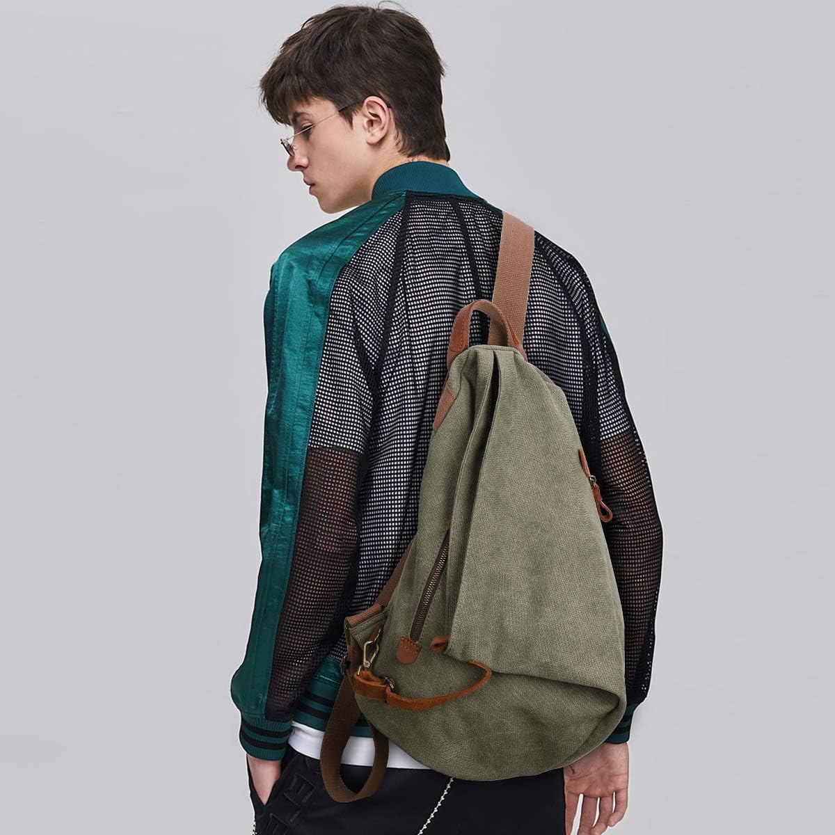  | Canvas Vintage Backpack – Large Casual Daypack Outdoor Travel Rucksack Hiking Backpacks for Men Women (6882-Olive Green) | Casual Daypacks