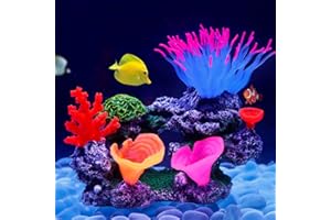 Danmu 1pc Glowing Effect Artificial Coral Plant Ornaments, Aquarium Coral Decor for Fish Tank Aquarium Decoration 7 4/5" x 3 1/2" x 5 9/10"