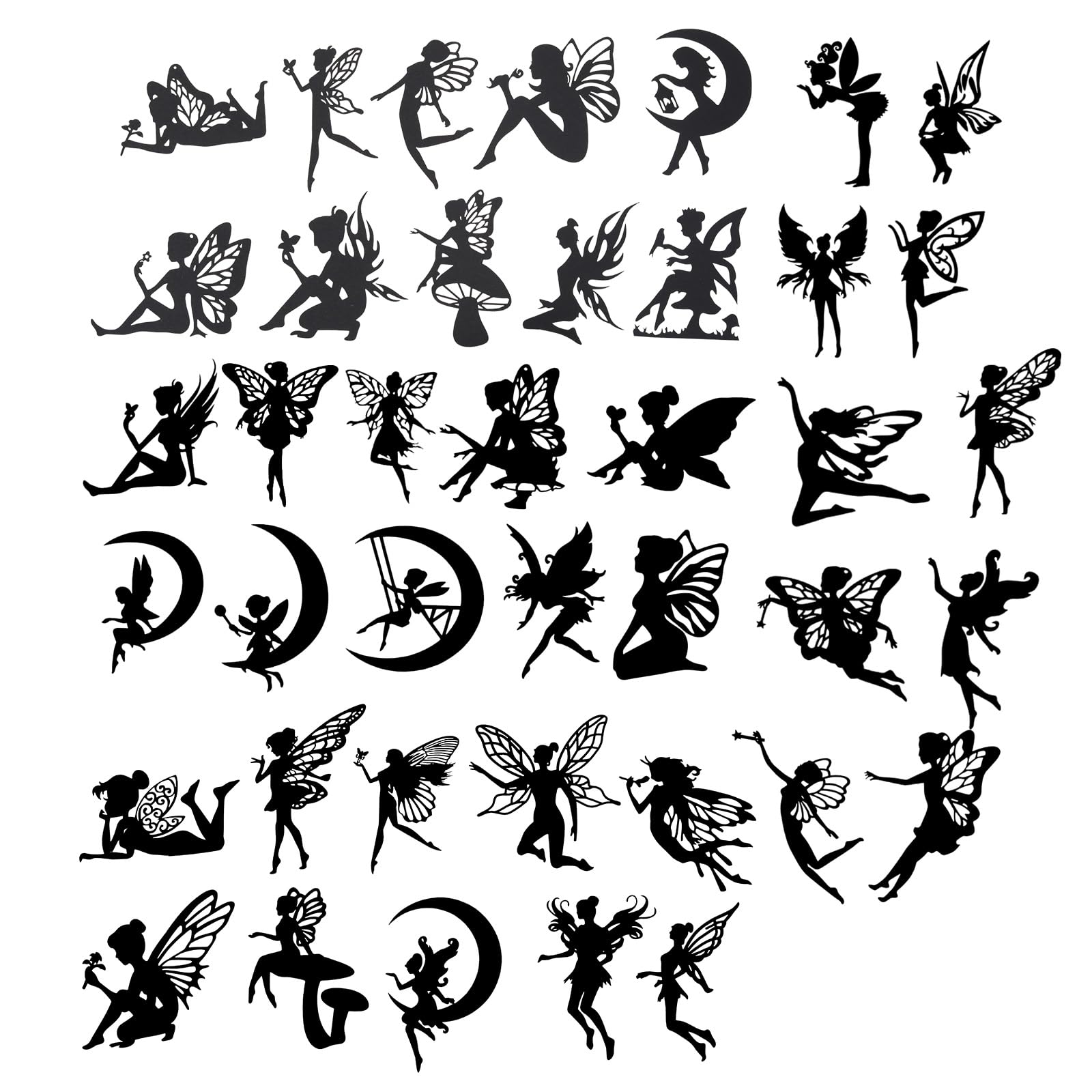 OTOTEC 40PCS Fairy Cutouts Silhouette Embellishments Jar Decals Decorative Paper for Lantern Jars Scrapbooks Windows Desks Mobile Phones Decoration