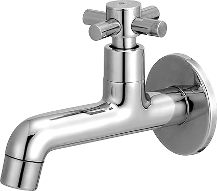 good luck sanitary wares Brass Chroma Finish Long Body Quarter Turn Cock C.P Fittings Tap with water Saving Aerator Foam (Silver)