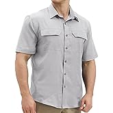 Mens Short Sleeve Sun UV Protection Shirt Cooling Quick Dry Fishing Shirts for Travel Outdoor Camping Hiking UPF 50+