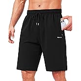 Rancoto Mens Cotton Shorts Sweat Athletic Shorts for Men, Lounge, Gym, Yoga, Workout with Zipper Pockets