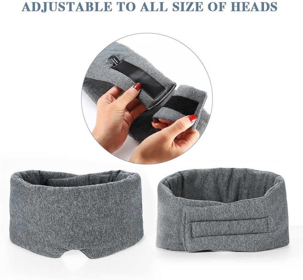 100% Handmade Cotton Sleep Mask Blackout - Comfortable & Breathable Eye Mask for Sleeping Adjustable Blinder Blindfold Airplane with Travel Pouch - Best Night Companion Eyeshade for Women Men Kid: Health & Personal Care
