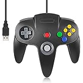 Wired USB N64 Controller, FISUPER Classic Video Game Controller USB Gamepad for Windows PC MAC Raspberry PI Retropie(Black)