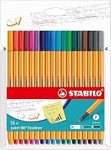 STABILO point 88 Fineliner Pack 18 Assorted Colours 0.4mm Metal Cased