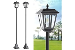 LIANGLOME 68" Solar Lamp Post Light Outdoor - 3000K Warm White, IP45 Waterproof Post Solar Lights Outdoor, Pole Lights Decorative Lamp for Yard Garden Patio Lawn Pathway Driveway Front/Back Door (2PK)