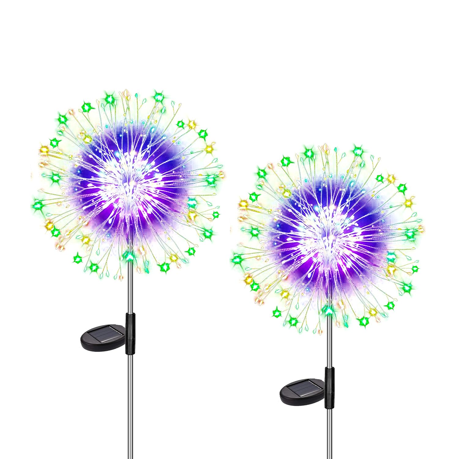 Dekofun Garden Solar Lights 2 Pack 120 LED Firework Solar Lights Outdoor Garden, 8 Modes Starburst Light Waterproof Dandelion Light for Pathway Patio Lawn Backyard Decorations - Multicolor