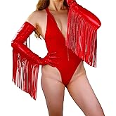 DooWay Women Long Fringe Gloves Cowgirl Women Faux Leather Long Tassel Gloves 28" Costume Opera Halloween