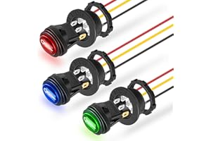 Anina Round Rocker Switch 12V 20A with LED Light Rocker Toggle On/Off SPST Switch 3-Pin for for Marine Boat Yacht Truck RV AT