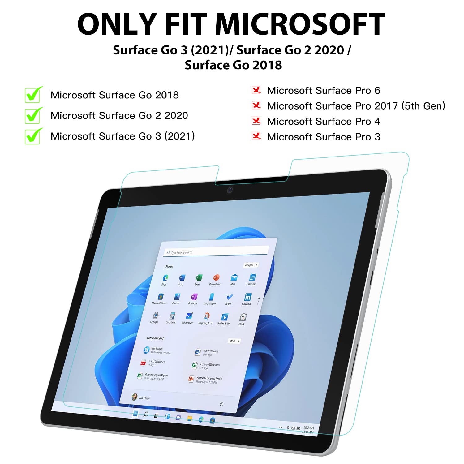 MoKo Paper-Like Screen Protector for Surface Go, Write, Draw and Sketch with The Surface Pen Like on Paper, Anti Reflection PET Film for Microsoft Surface Go 10 inch 2018 Tablet - Clear