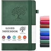 PERCUN Lined Journal Notebook for Men & Women, 160 Pages College Ruled Journal for Writing, A5 Hardcover Leather Notebooks for Work, School, Business, Travel, Daily Diary 5.9" x 8.5" (Green)