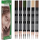 Marie's Colored Charcoal Pencils Set, 6 Colors 12 Pieces, Pastel Chalk Pencils for Drawing, Sketching, Coloring &amp; Shading, Art Supplies for Adult Artists (Multicolor)