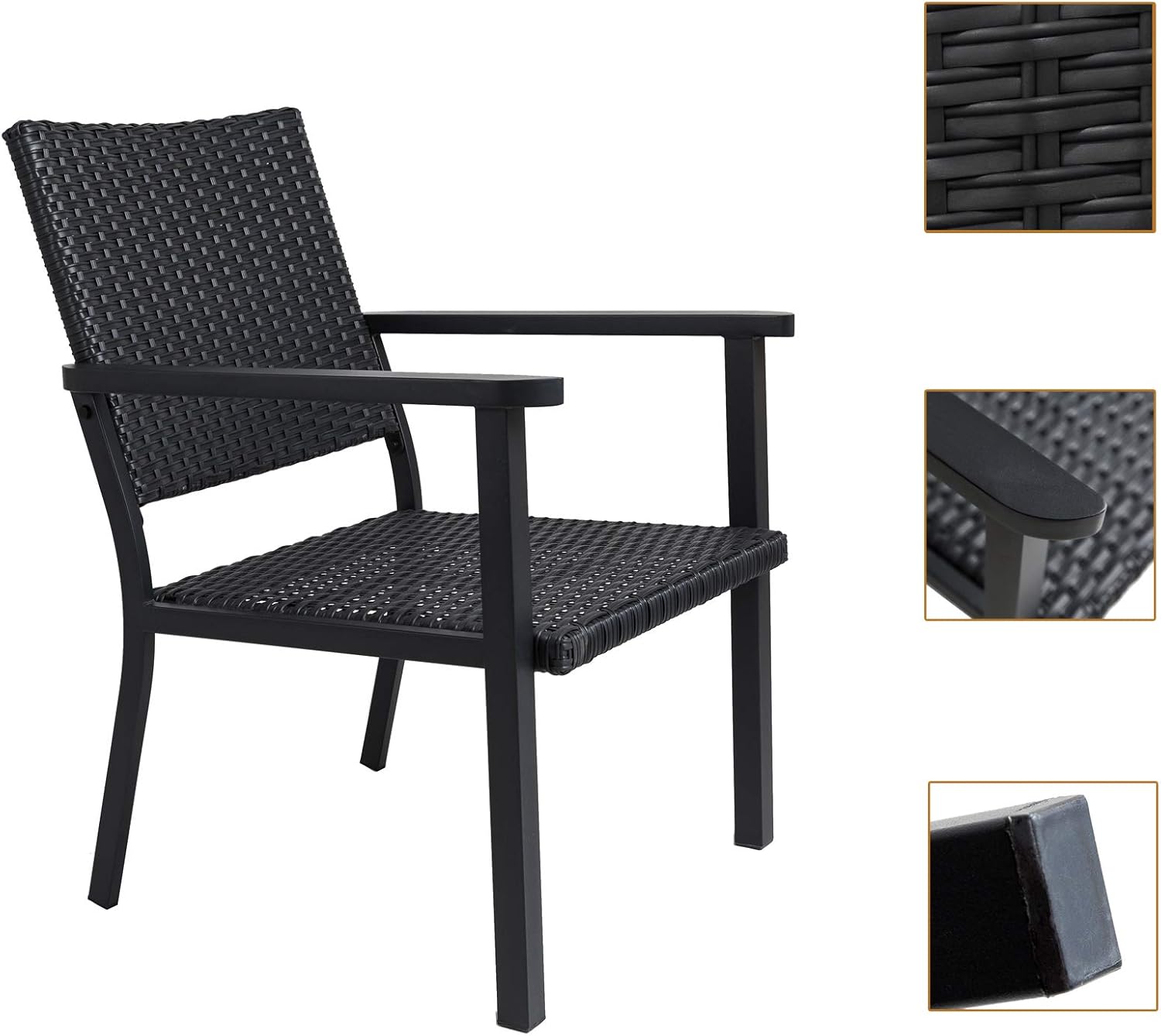 C-Hopetree Patio Lounge Chair for All Weather Outdoor use with Hand Woven Black Wicker and Frame: Kitchen & Dining