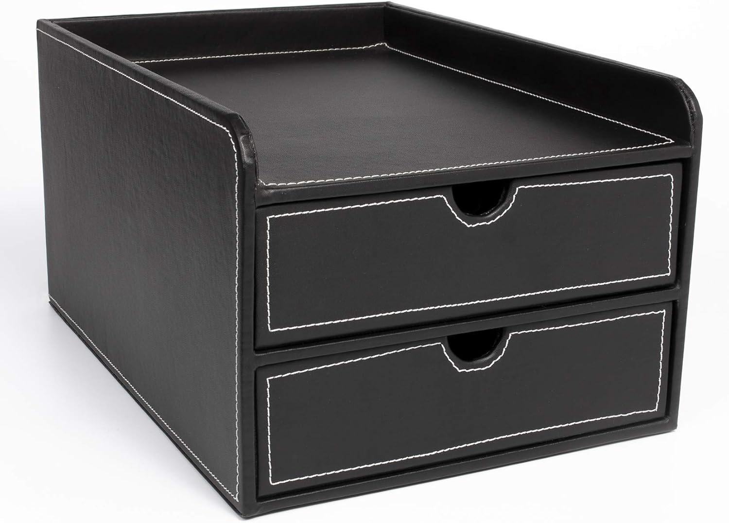 EHC 2 Drawer Faux Leather Home Office Desktop Tidy A4 Sturdy Stationary