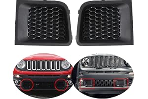 KQIANG Front Bumper Grille Insert Bezel Cover Replacement (LH + RH) for Jeep Renegade 2015-2018 Sport Latitude Trailhawk Limited,Black Bumper Grille Insert (1 Pair)