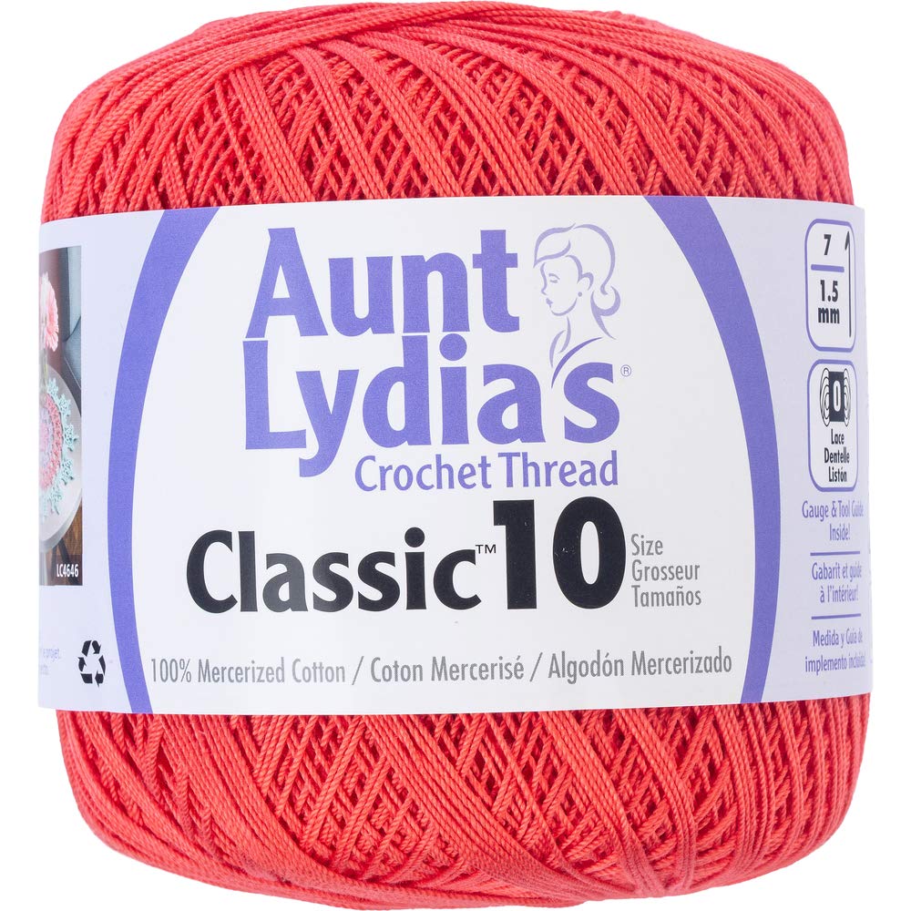 Aunt Lydia's Classic Crochet Thread Size 10Bright Coral Amazon.co.uk