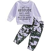 WZTYYDS Toddler Girls Clothes 2T 3T 4T 5T Kids Fall Winter Outfits Letter Sweatshirt Pullover Tops Camouflage Pants Set
