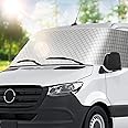 BougeRV RV Windshield Window Snow Cover for Class B Dodge Mercedes Sprinter 2006-2015 Motorhome Windshield Cover Snow Cover for RV Front Window Sunshade Cover RV Accessories with Mirror Cutouts Silver
