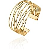 Gold Silver Cuff Bracelets for Women Gold Plated Trendy Multi-layer Open Bangle Layered Dainty Jewelry Greek Goddess Dress Gifts for Birthday Friendship Christmas