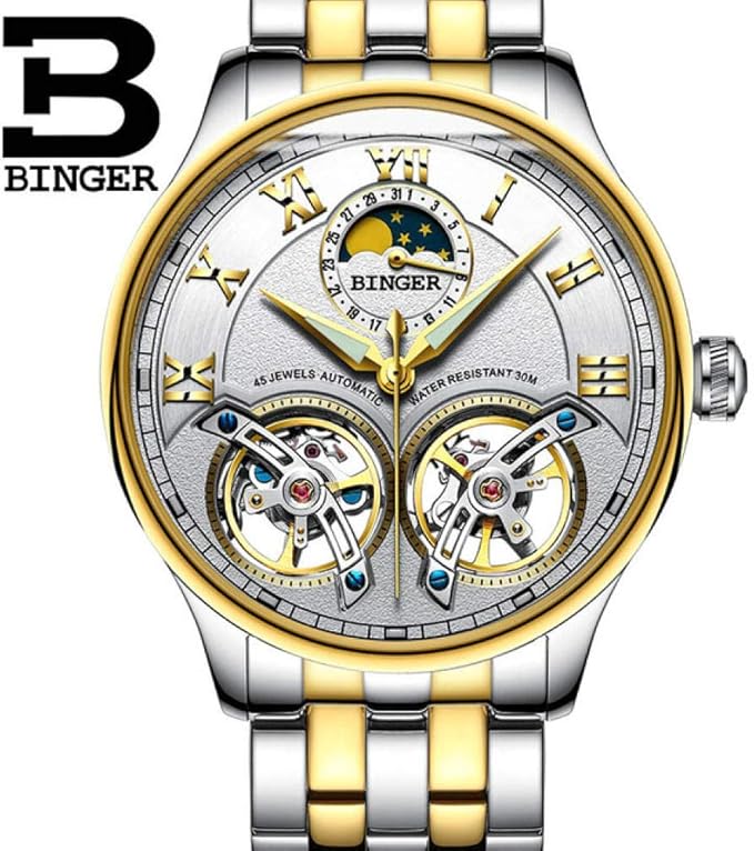 Orologio Meccanico Automatico Uomo Con Tourbillon – Quadrante 42 Mm In Lega E Vetro Minerale – Cinturino In Vera Pelle Marrone – Impermeabile 30 Metri - 4