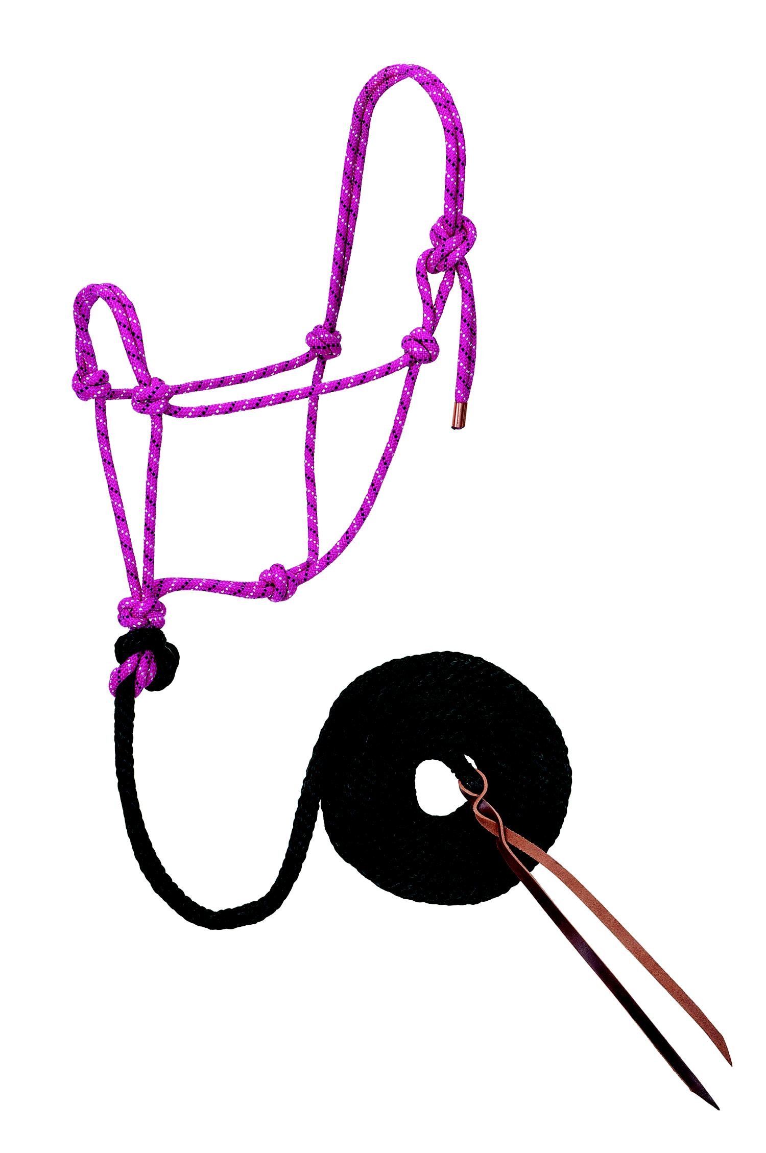 Weaver Leather Diamond Braid Rope Halter and Lead, Raspberry/Black/White, 1/2 x 10' โ image 1