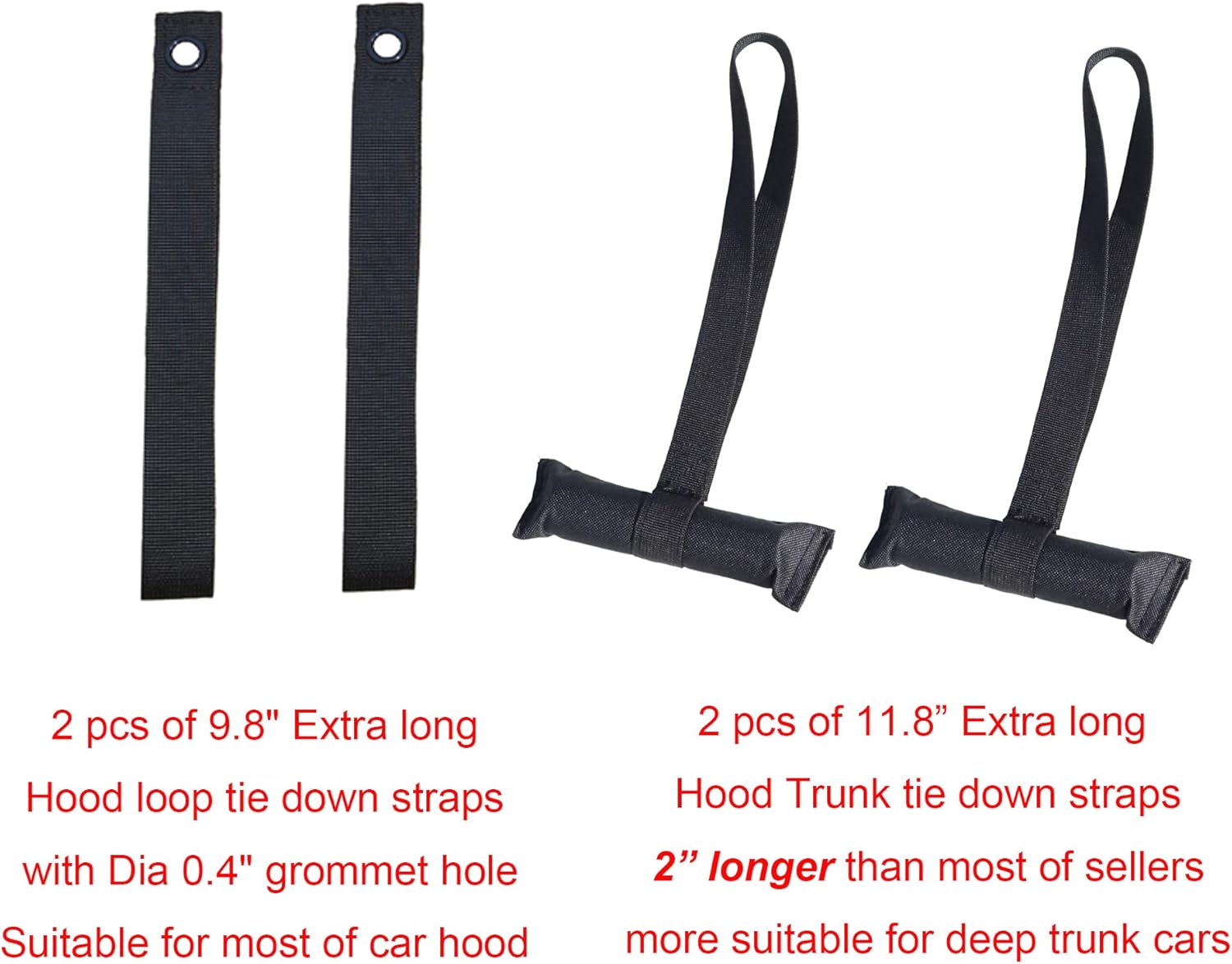 Alfa Gear Universal Extra Long Lightweight Anti-Vibration Roof Rack pad for SUP/Snow Board/Ski Board with Hood Loop and Truck Straps Products Size 37.8"X4.5"X3.1" 2 pcs/Set Black: Automotive