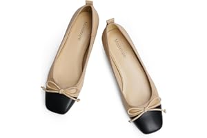 Modatope Ballet Flats with Bow Ballerina Closed Square Toe Slip on Bowknot Flats Shoes for Women Dressy