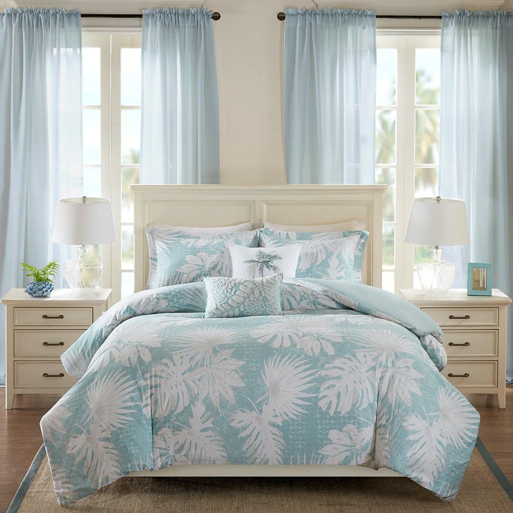 Harbor House Palm Grove Duvet Cover Full/Queen Size Aqua, Tropical