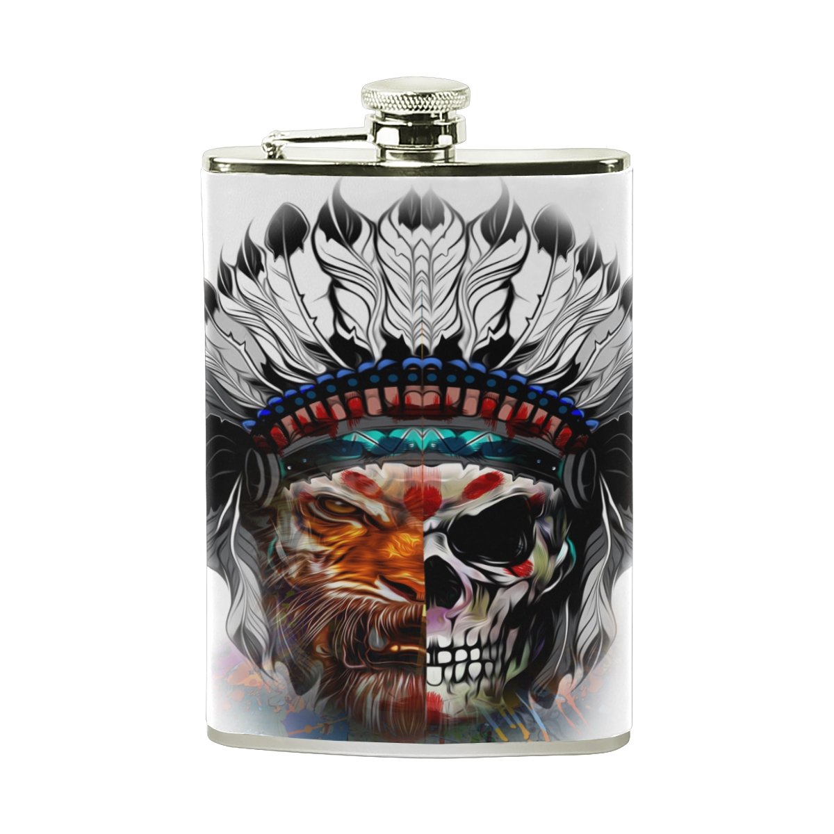 Suit Alazaインディアンスカルヒップフラスコ8オンス漏れ防止ステンレススチールポケットのフラスコliquor For B076ngxl5t Whiskeyラムvodka Drinking Shot Discrete フラスコスキットル 国内即発送 Makan Place