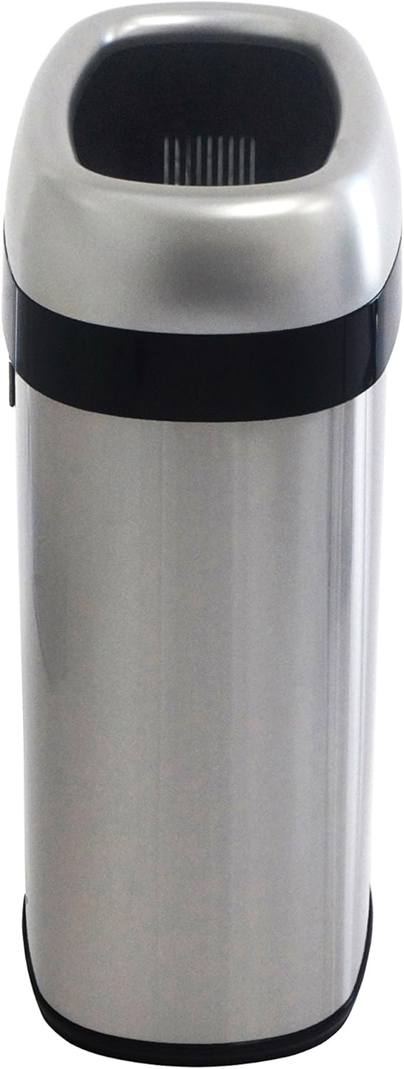 iTouchless 16 Gallon Oval Open Top Trash Can and Recycle Bin with Odor Control System, Stainless Steel Commercial Grade, Large 12-Inch Opening, for Home, Restaurant, Restroom, Office, 61 Liter: Home & Kitchen