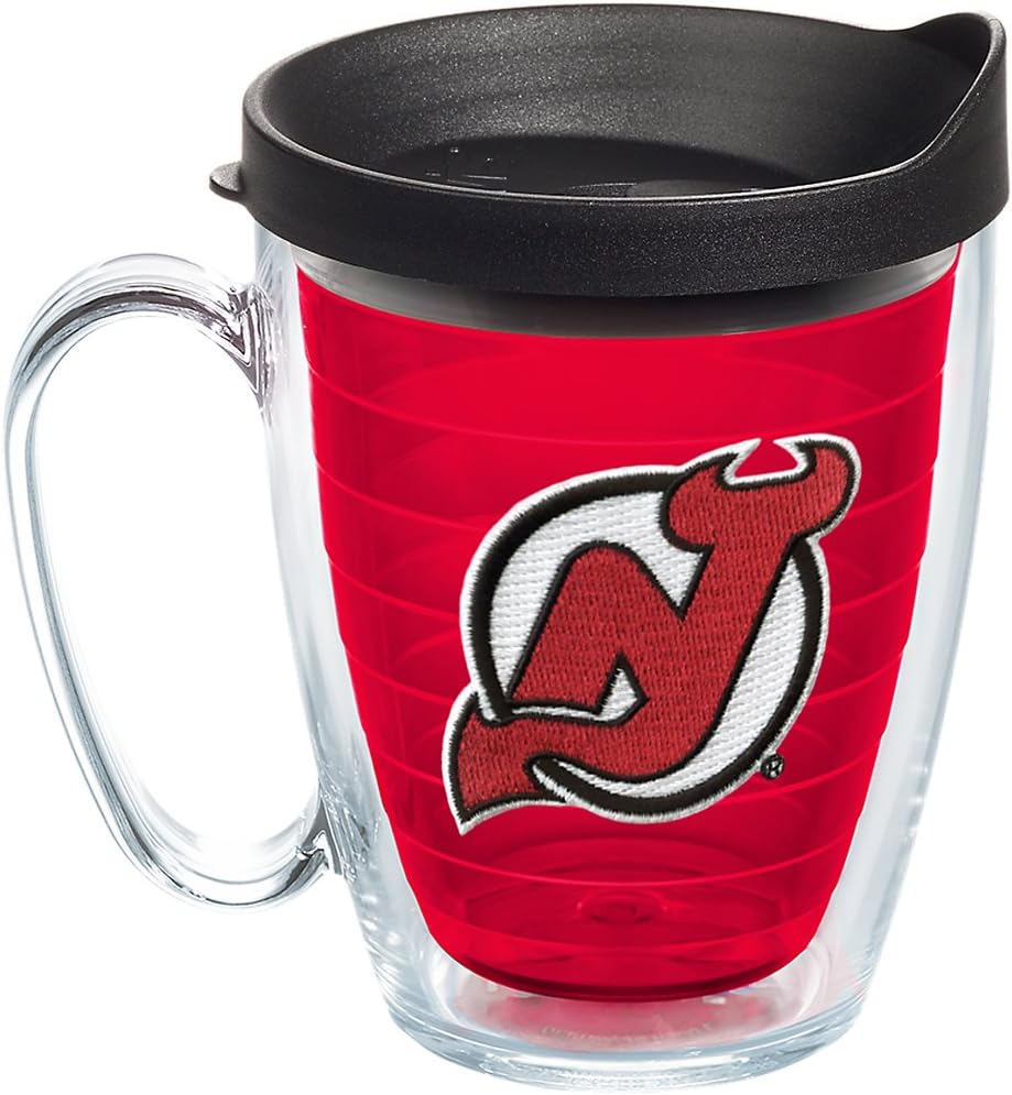 Tervis NHL New Jersey Devils Primary Logo Insulated Tumbler with Emblem and Black Lid, 16oz Mug, Red