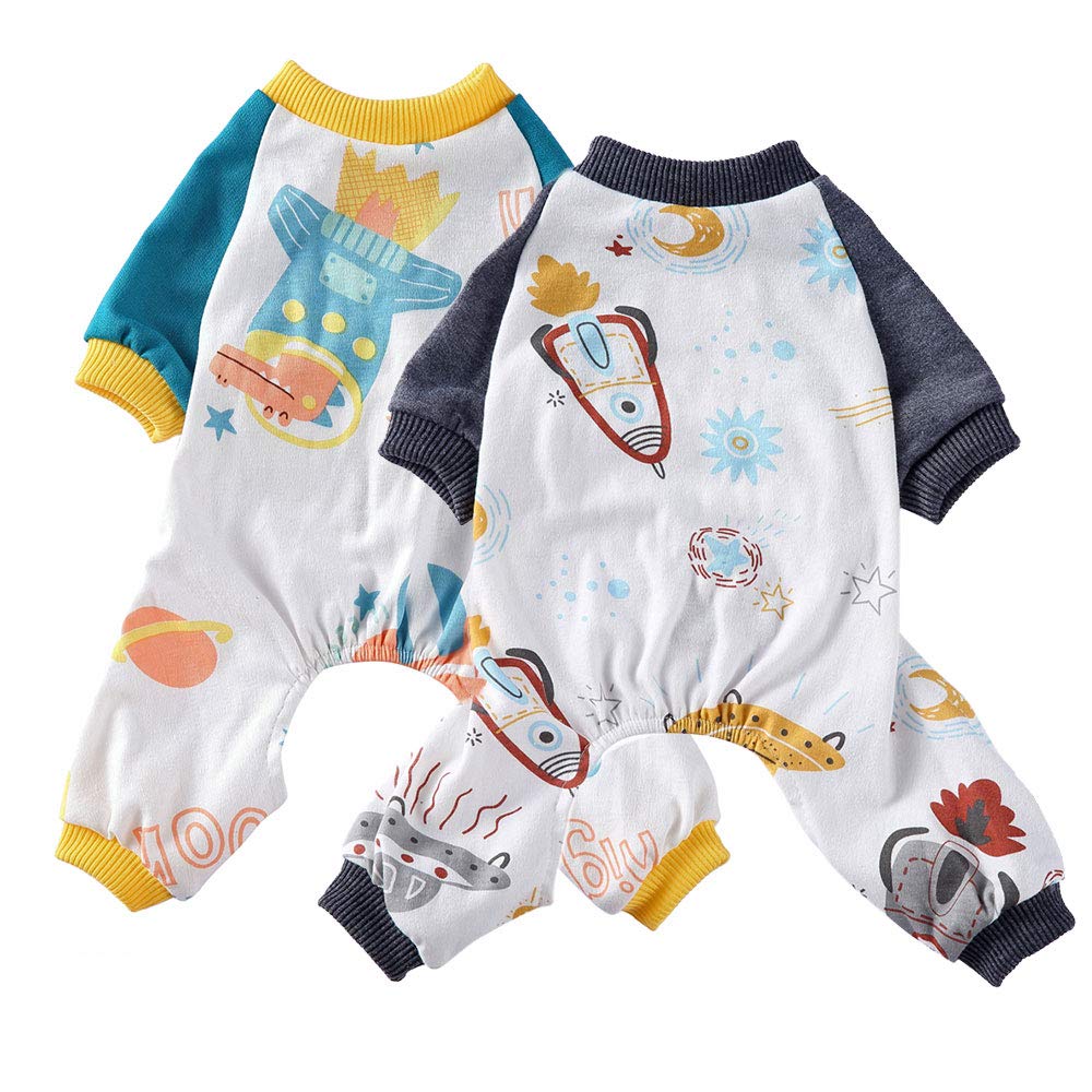 Oncpcare 2 Pack Dog Pajamas, Soft Cotton Dog Nightclothes, Cozy Adorable Shirt Pet Clothes Jumpsuit Pjs Sleepwear for Dogs Puppy Cats