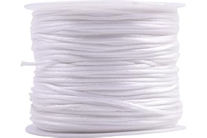 KONMAY 100 Yards 1.5mm Nylon Rattail Satin Silk Trim Cord, Bracelet Making String for Chinese Knotting, Kumihimo, Beading, Jewelry Making, White