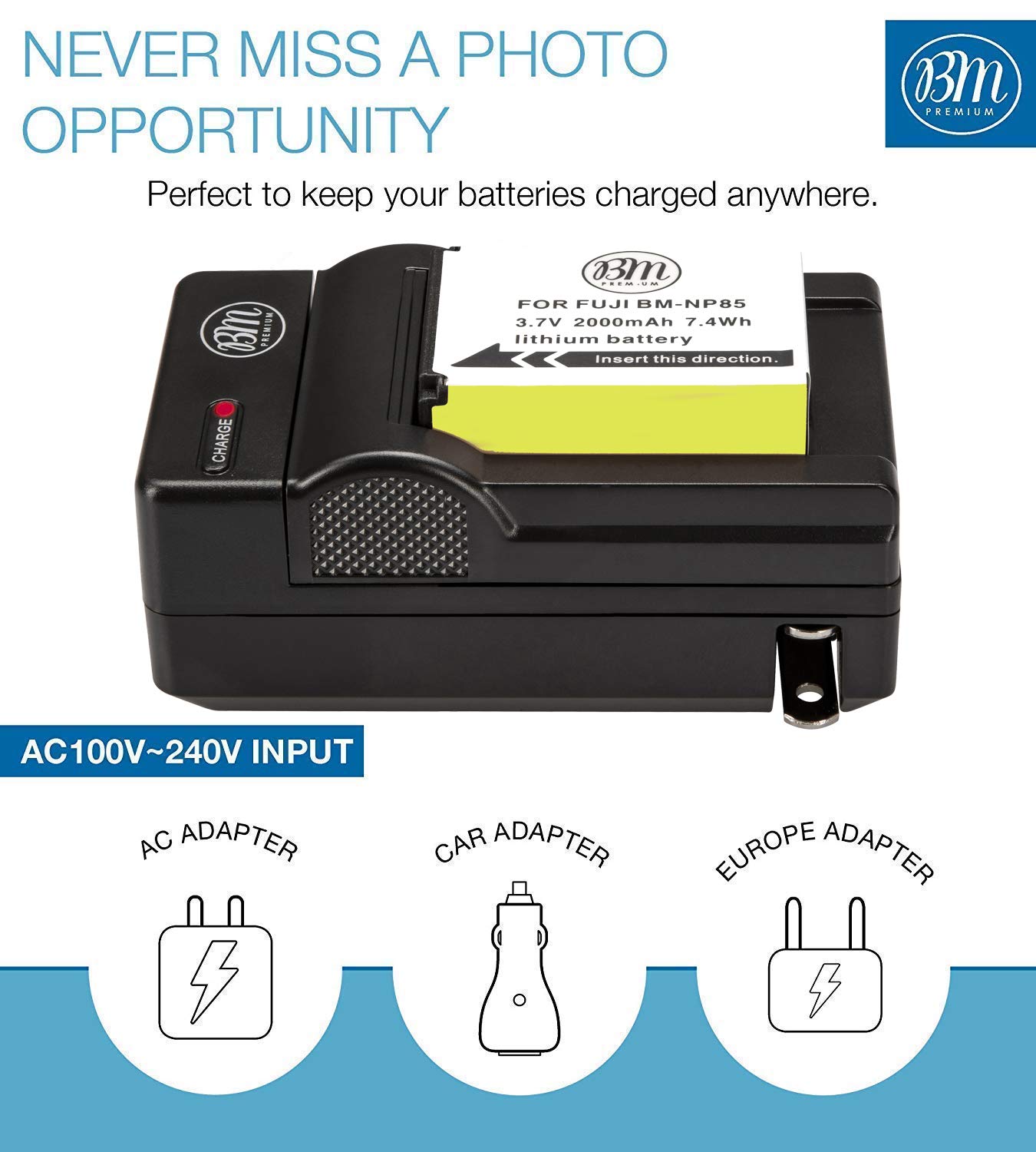 BM Premium 2Pack of NP85 Batteries and Charger Kit for FujiFilm