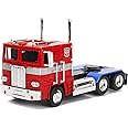 Jada Toys Transformers G1 Optimus Prime Truck with Robot on Chassis DIE-CAST Car, 1: 24 Scale Vehicle, 100% Metal, Red 99524