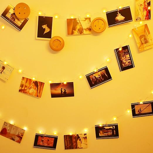 anpro clip de cadena luces led foto 5m 50 led tira de luz guirnaldas luminosas para decorar pared fiesta boda habitacion