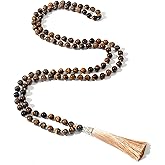 Hovaete 108 Mala Beads Natural Stone Japamala Yoga Prayer Rosary Meditation Hand Knotted Beaded Tassel Necklace for Women Men
