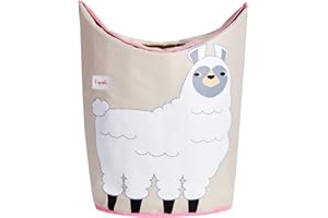 3 Sprouts Baby Laundry Basket for Nursery - Hamper with Handles/Lid, Large Storage Basket, Toy Bin, Room Decor - Kids Hamper, Baby Clothes Storage Organizer, Llama