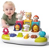 PANITU Baby Pop Up Animal Toys, Montessori Cause &amp; Effect Toy for Toddlers | Push and Pop up: 6 Animal Buttons Teach Cause &amp; Effect. Bright Colors, Safe Materials, Fine Motor Skills for Babies 10M+
