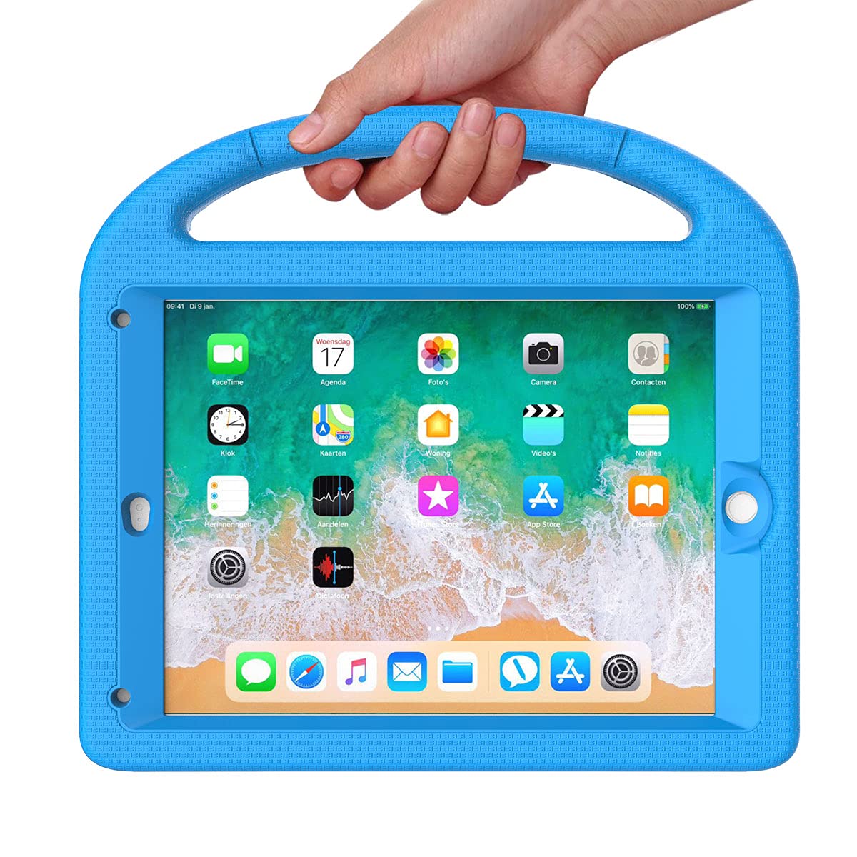 Suplik Kids Case for iPad 5th/6th Generation(9.7 inch, 2017/2018), iPad Air 2/1 & Pro 9.7 Case with Screen Protector, Durable Protective Cover with Handle Stand for Apple iPad 5/6 Gen, Blue